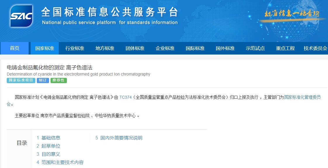 電鑄金制品氰化物的測定 離子色譜法